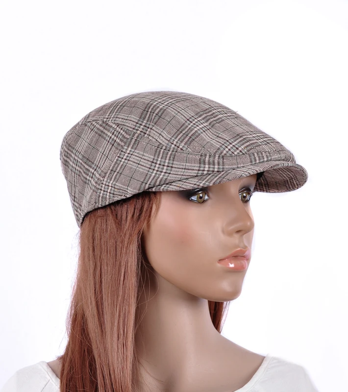 M534 Новая Женская Блестящая Кепка цвета хаки в клетку Newsboy Cabbie Costume Hat |