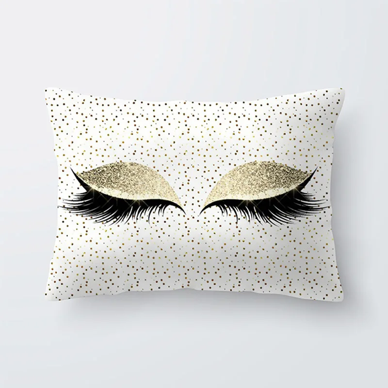 

Velvet 30x50cm Pillow Cover Pink Eyelash Printed Marble Bedroom Soft Pillow Cases