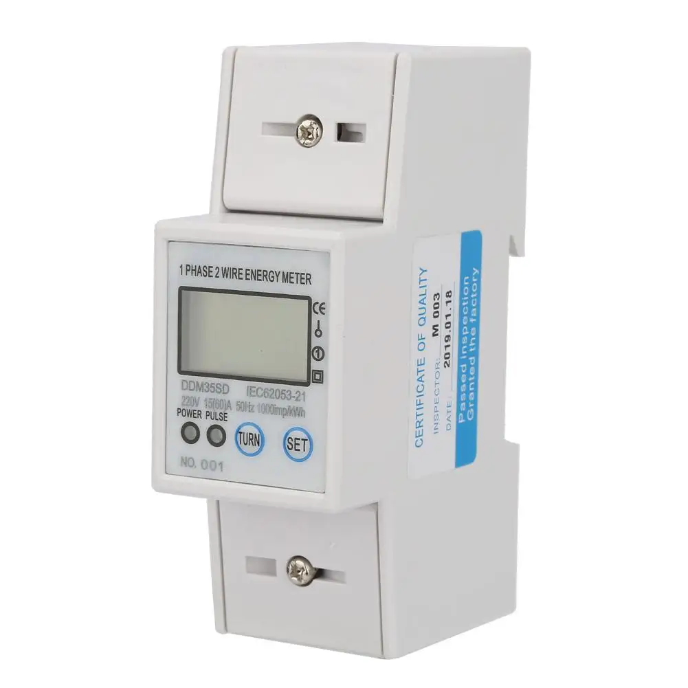 Single Phase 2P LCD Din Rail Electricity Power Consumption Wattmeter Energy Mete DDM35SD 15-60A High Quality | Инструменты