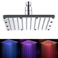 812inch water powered rain led shower head without shower arm stainless steel showerhead 3 colors change with temp showerhead