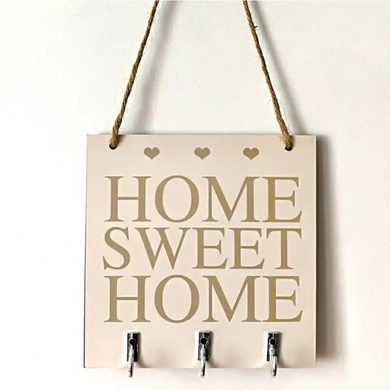 Подвесная Табличка деревянная вывеска Sweet Home в деревенском стиле с крючками и 3