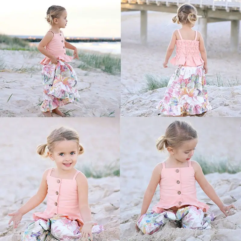 

Pudcoco Girl Set 2Y-6Y 2PCS Toddler Kids Baby Girls T-shirt Tops+Skirt Dress Summer Outfits Clothes