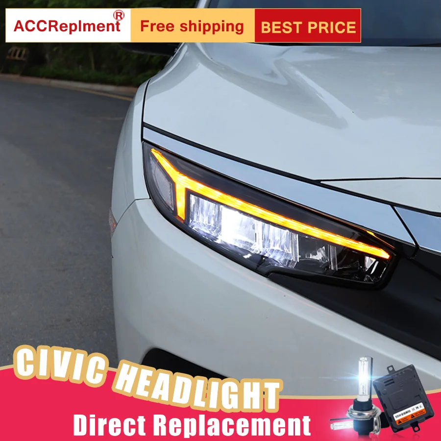 2 шт. светодиодный светодиодные фары для Honda Civic 2016-2018 | Автомобили и мотоциклы
