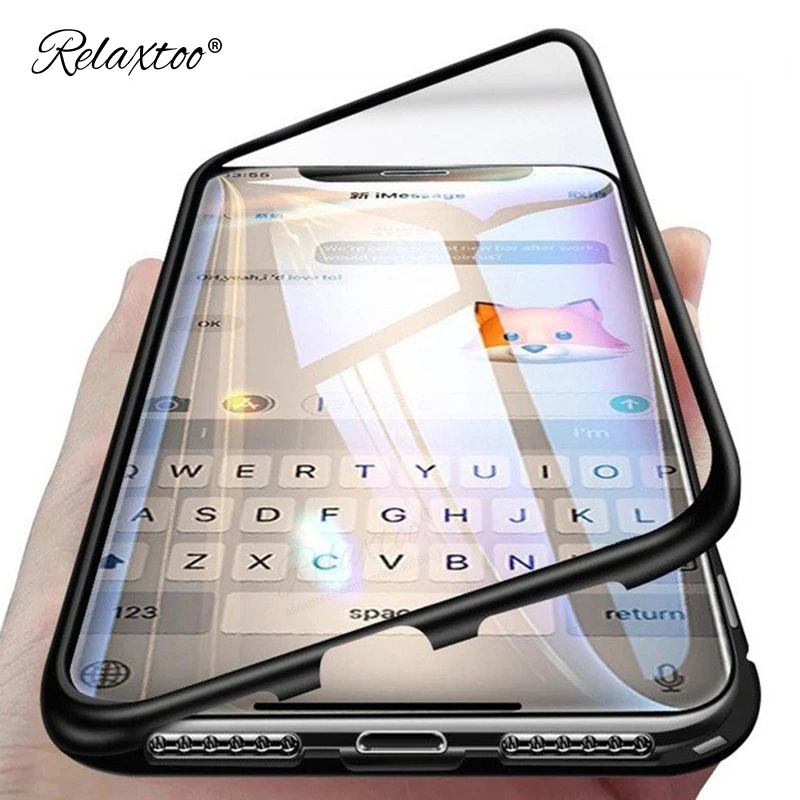 Magnet Bumper Cover Phone Case For Xiaomi mi 9 8 mi8 lite Cases Built-in Magnetic Adsorption Tempered Glass xiaomi mi9 shell |
