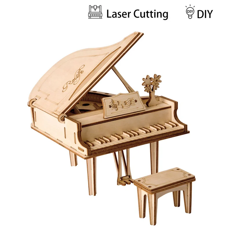 Robotime DIY 3D Деревянный Grand Paino лазерный режущий пазл подарок для игры детей Детская