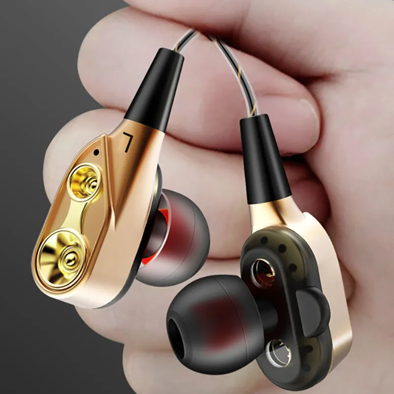 Двойной привод в ухо наушники Спорт бас сабвуфер 4 Цвета для телефона DJ Mp3