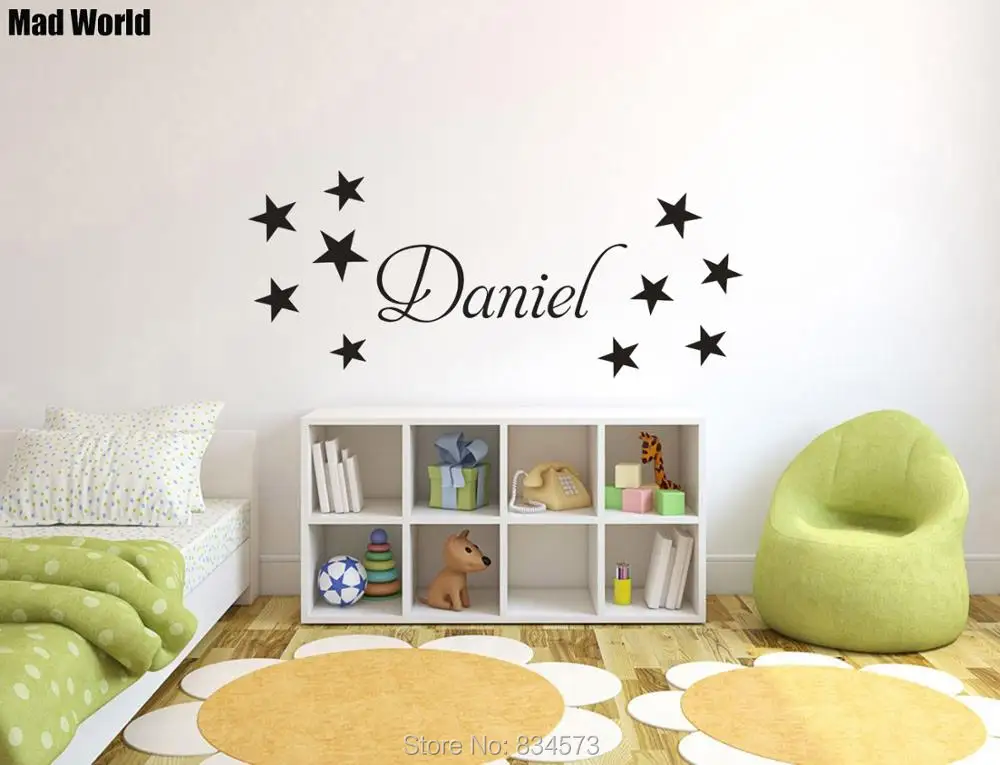 

Personalised Name Custom Stars Kids Bedroom Wall Art Stickers Wall Decals Home DIY Decoration Removable Room Decor Wall Stickers