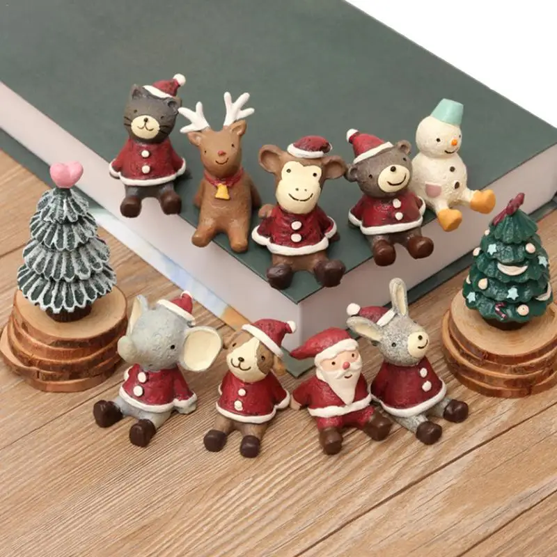 

11PCS Innovative Resin Christmas Gifts Home Small Animal Decorations Christmas Crafts Resin Ornaments Gift