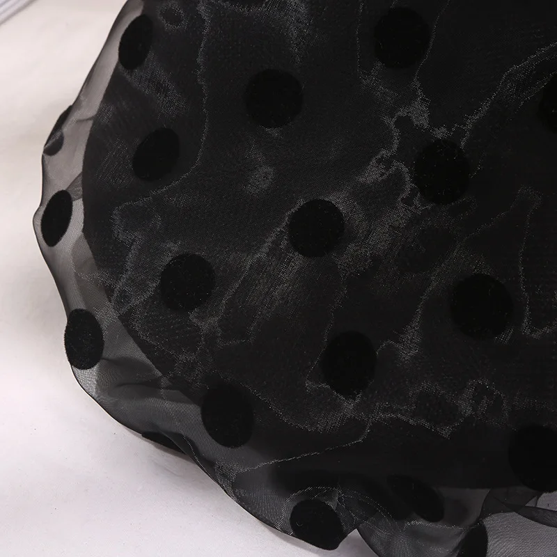 Шляпа женская летняя черная белая с узором в горошек | Аксессуары для одежды