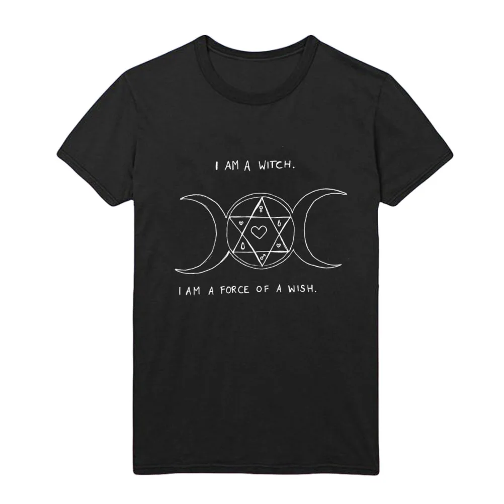 Женские летние футболки с принтом I AM A WITCH Свободные повседневные хлопковые