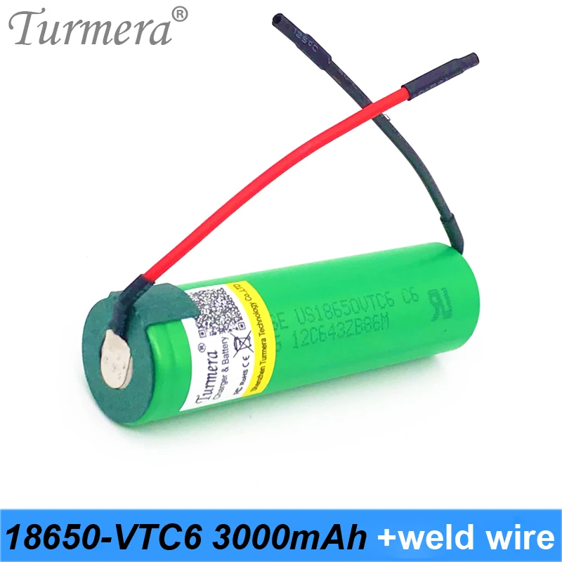 Батарея 18650 vtc6 3000 мАч 30a us18650vtc6 сварочный провод перезаряжаемая батарея для