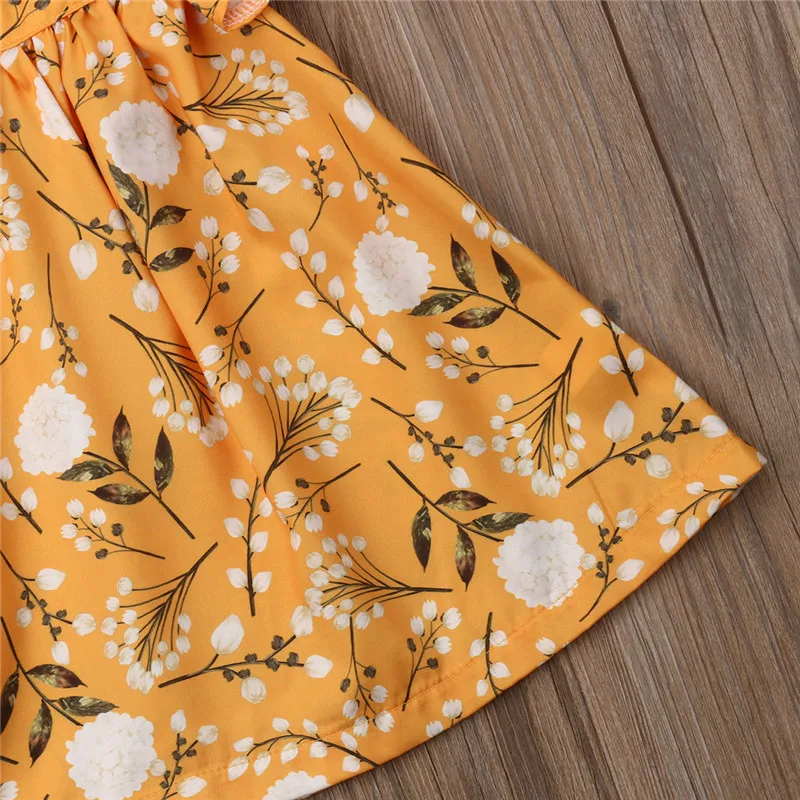 Casual Toddler Kids Baby Girls Floral Dress Ruffle Fly Sleeve Sundress Flowers Button Tutu Beach Girl Cotton Clothes 6M-3Y | Детская