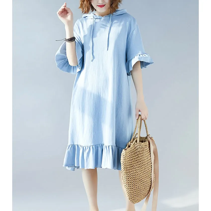 2019 весеннее летнее женское платье с капюшоном Повседневное большого размера