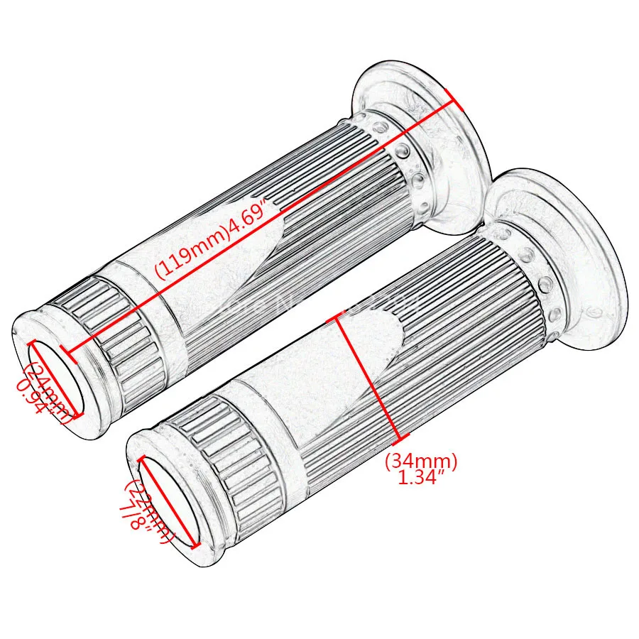 Пара серых резиновых ручек в стиле ретро для Honda Yamaha KTM Kawasaki Trumiph 7/8 дюйма