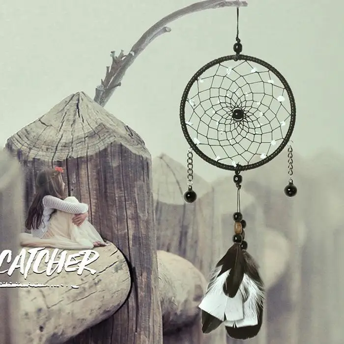 New Feather Dreamcatcher Net Home Modern Art Decor Indoor As picture shown/Black | Дом и сад