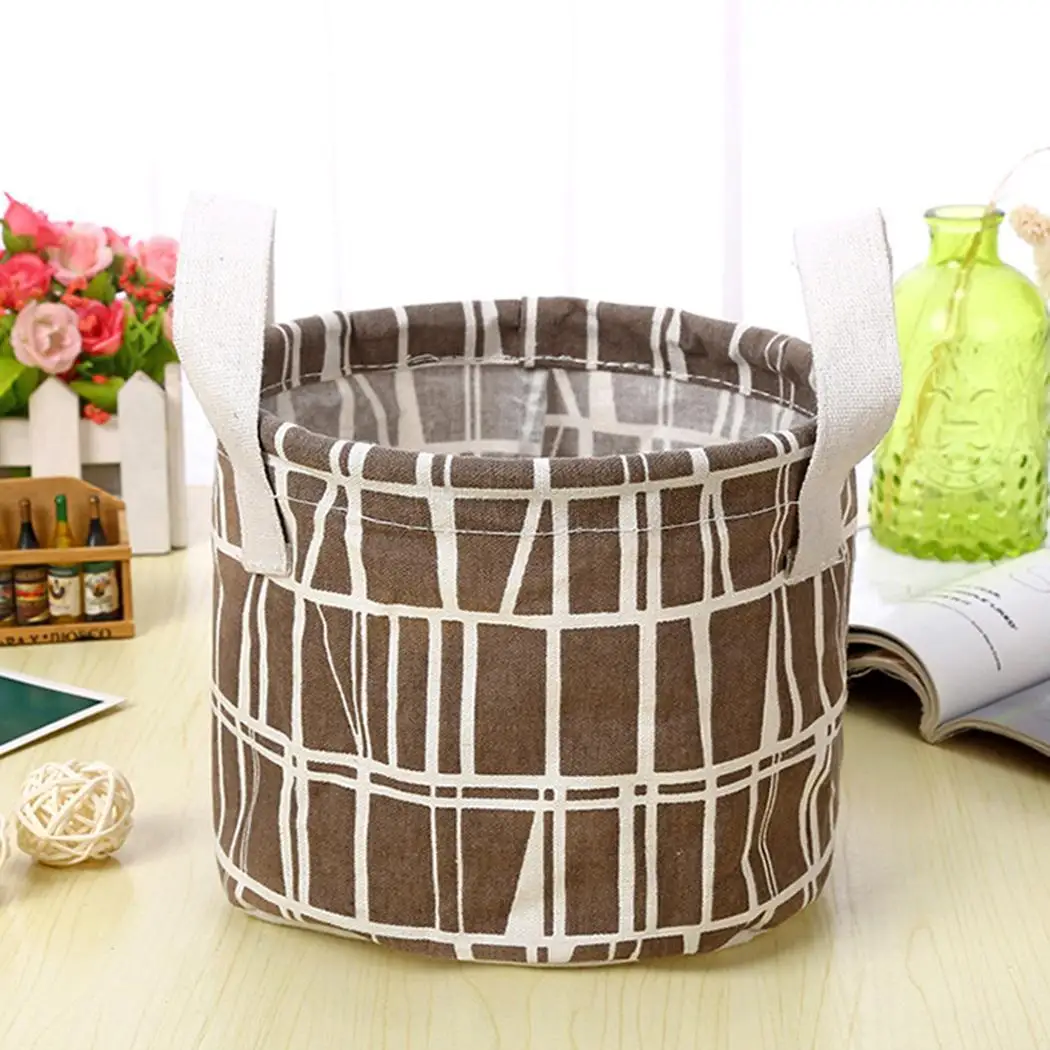 Льняные круглые домашние складные органайзеры коробки для хранения сумка