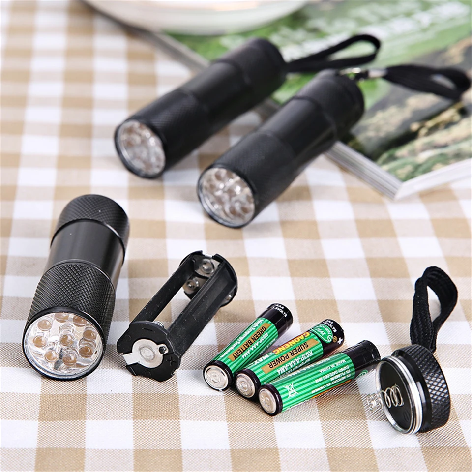Мини 9LED УФ фонарик Ультрафиолетовый Многофункциональный светодиодный маркер с