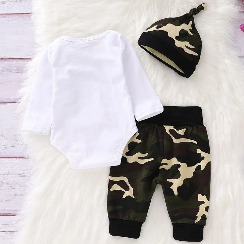 3Pcs Spring Cotton Clothes For Boys 2019 New Arrival Infant Baby Long Sleeve Letter Pattern Bodysuit+Long Pants+Hats Sets |