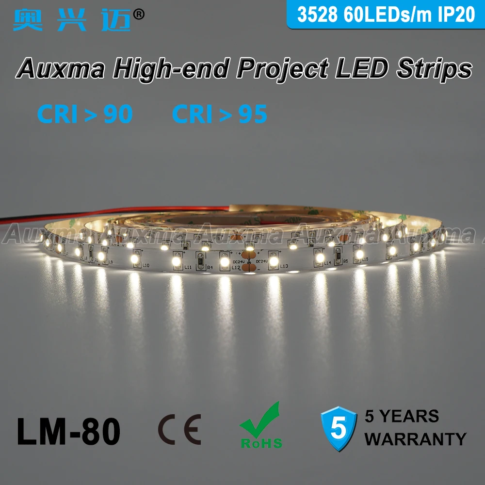 3528 60leds/м Светодиодные ленты CRI95 CRI90 IP20 DC12V/24 V 300 светодиодов/катушка 5