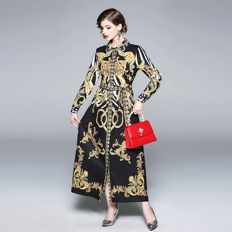 2019 осень платье из новой коллекции Для женщин с длинными рукавами в стиле ретро
