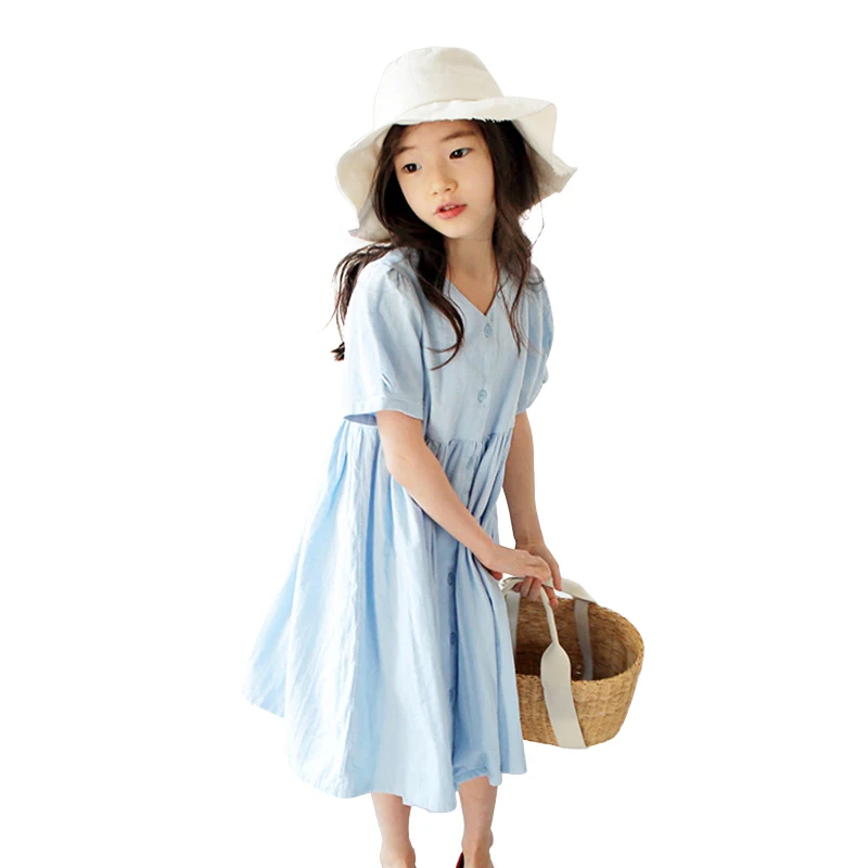 

simple v-neck long dress age for 4 - 16 yrs teenage girls princess costume 2021 new summer clothes big girl chinese style frocks