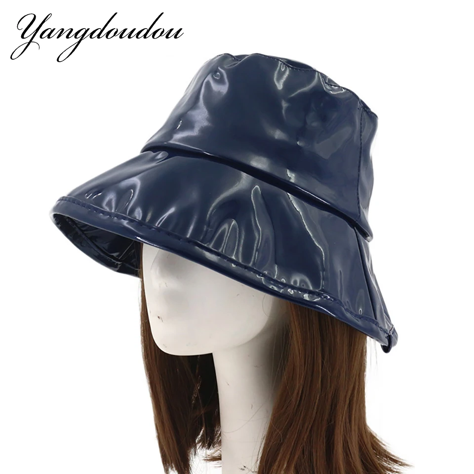 Новая мода искусственная кожа Ведро Шляпы Рыбак кепка хип хоп Солнцезащитная