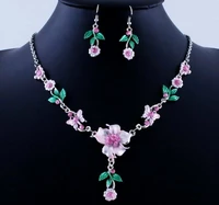 2019 wedding jewellery flower bouquet crystal bridal bride necklace earrings set wedding party engagement jewelry gift