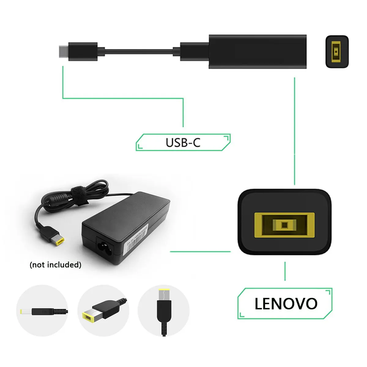 USB C Type мощность до 11 0*4 5 мм Прямоугольник Джек Lenovo вход зарядный кабель 45 Вт для Mac