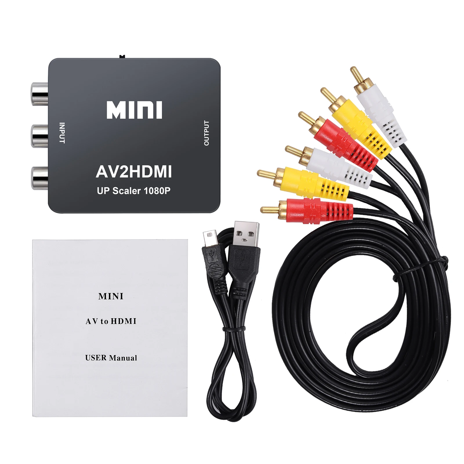LiNKFOR Mini AV к HDMI видео аудио конвертер с Аудио Видео кабелем RCA Поддержка PAL/NTSC