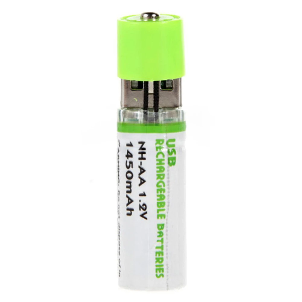 2 шт. USB батарея AA 1 V 1450mAh Ni-MH ячеек аккумуляторная (зеленый) | Электроника