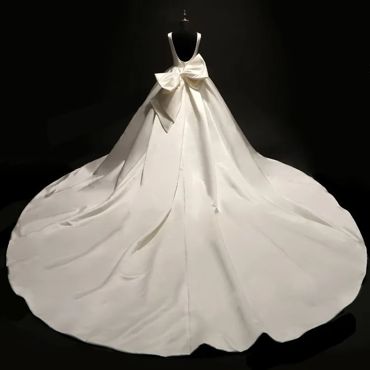 Винтажное сатиновое платье vivian's bridal 2018 бальное оверсайз с бантом сексуальное