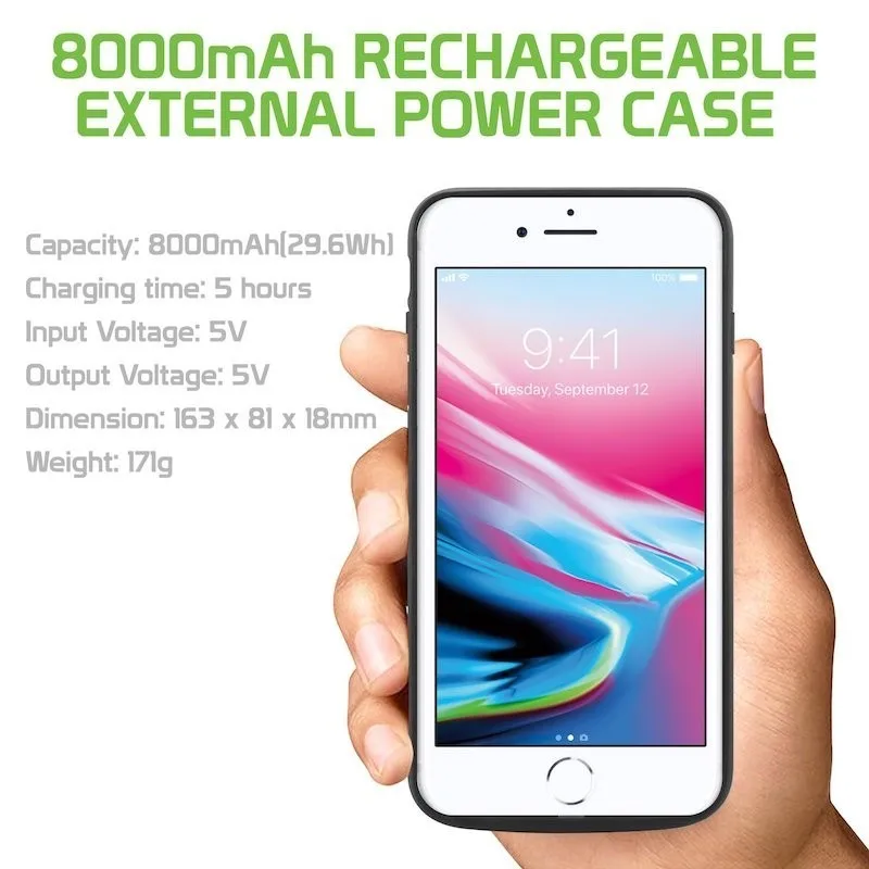 Ext power 8000/5000 мАч чехол для батареи IPhone 8 7 6 6s Plus внешний Перезаряжаемый черный
