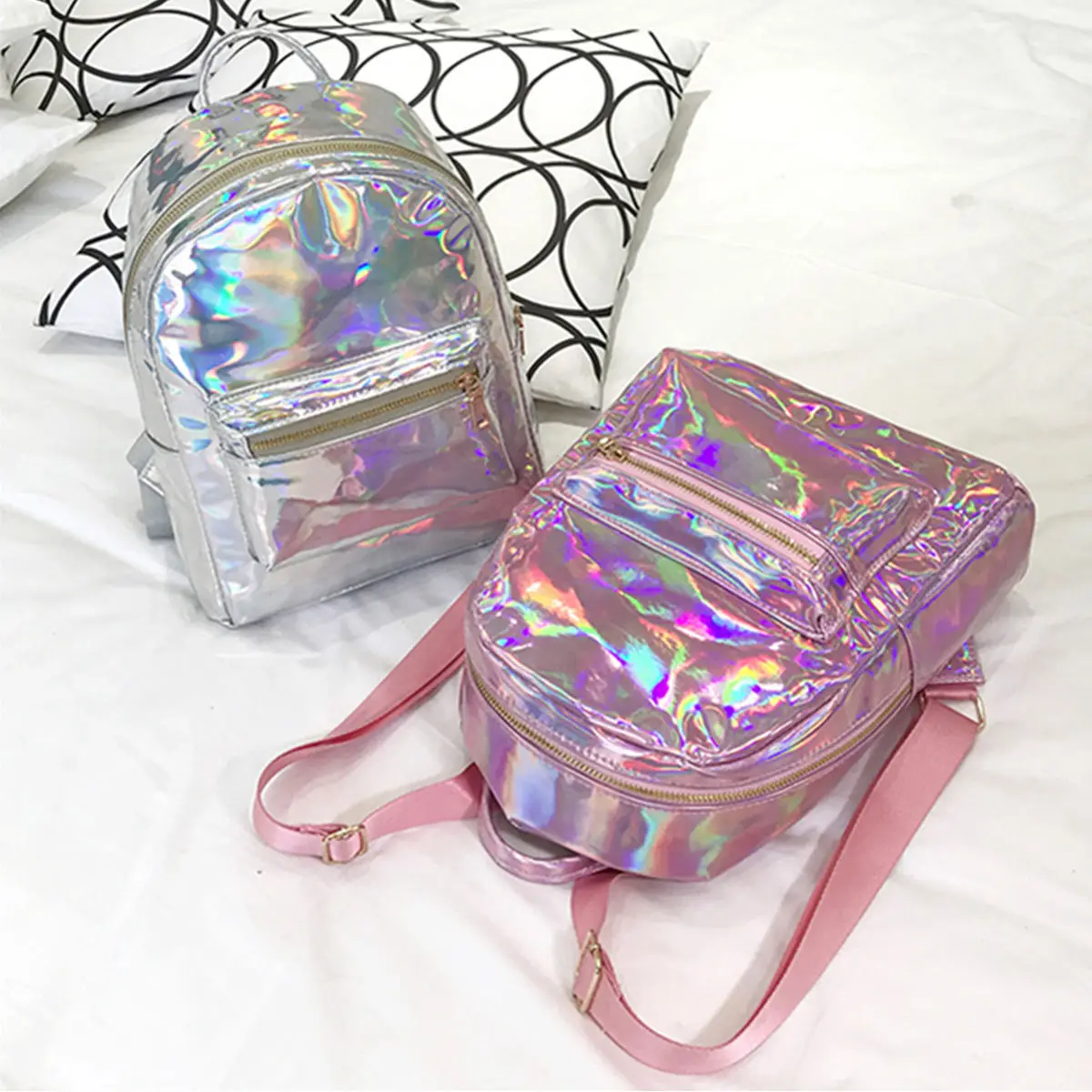 Лидер продаж 2019 водонепроницаемый маленький рюкзак из ПВХ с блестками женская