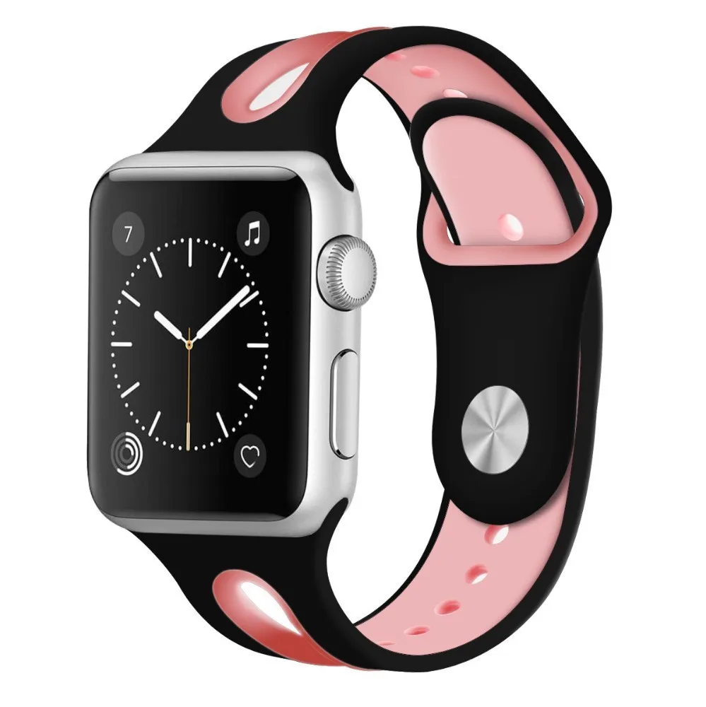 Ремешок силиконовый спортивный для Apple Watch Band 44 мм 40 резиновый браслет наручных