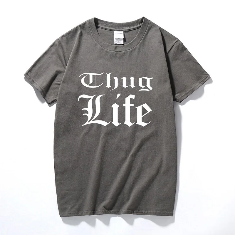 Лето 2018 г. Thug Life печатных футболки для мужчин короткий рукав хип хоп Тупак 2PAC рэп