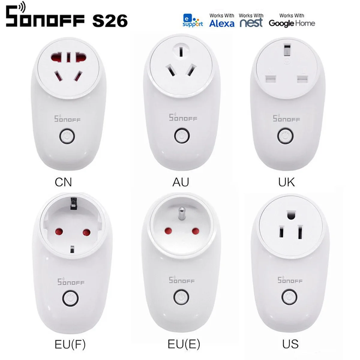 Умная розетка SONOFF S26 Wi Fi для домашней безопасности работает с Alexa Google Assistant IFTTT