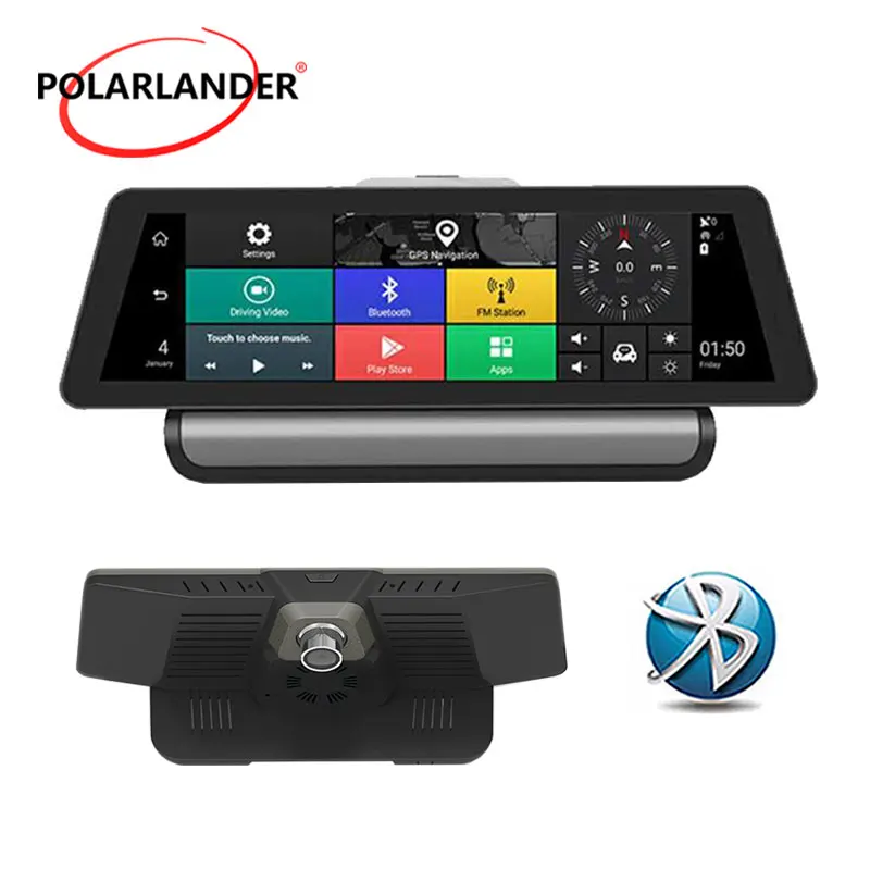 Bluetooth Wi Fi двойной объектив 10 дюймов Автомобильный dvr ADAS Full HD видеокамера 4G Android gps