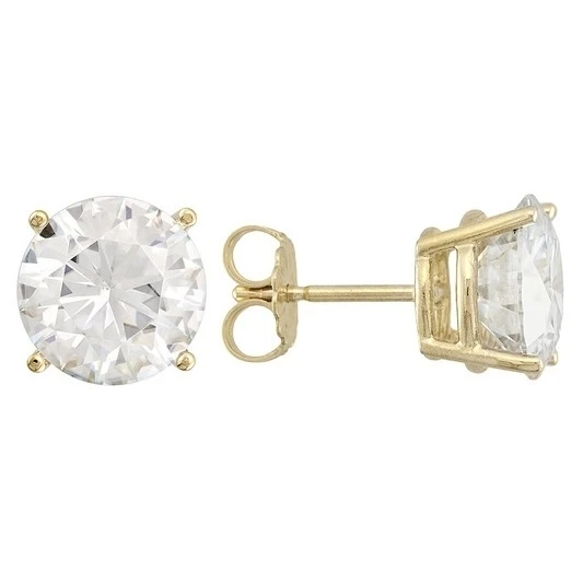 5 40 CT круглой огранки 14 K желтое золото Подлинная Moissanite D.E.W серьги гвоздики|Серьги|