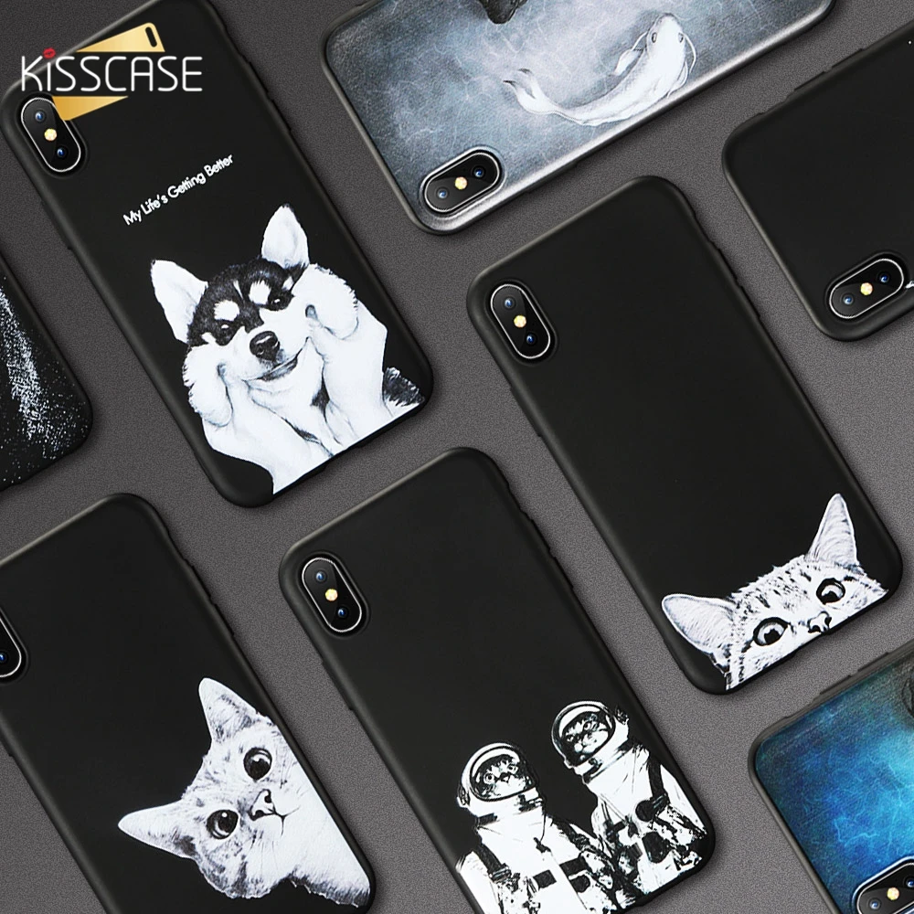 KISSCASE Star Night Cat Phone Case For iPhone 6 6S 7 8 plus 5 5s SE Cute Soft Cover X XS MAX XR Shockproof Capa |