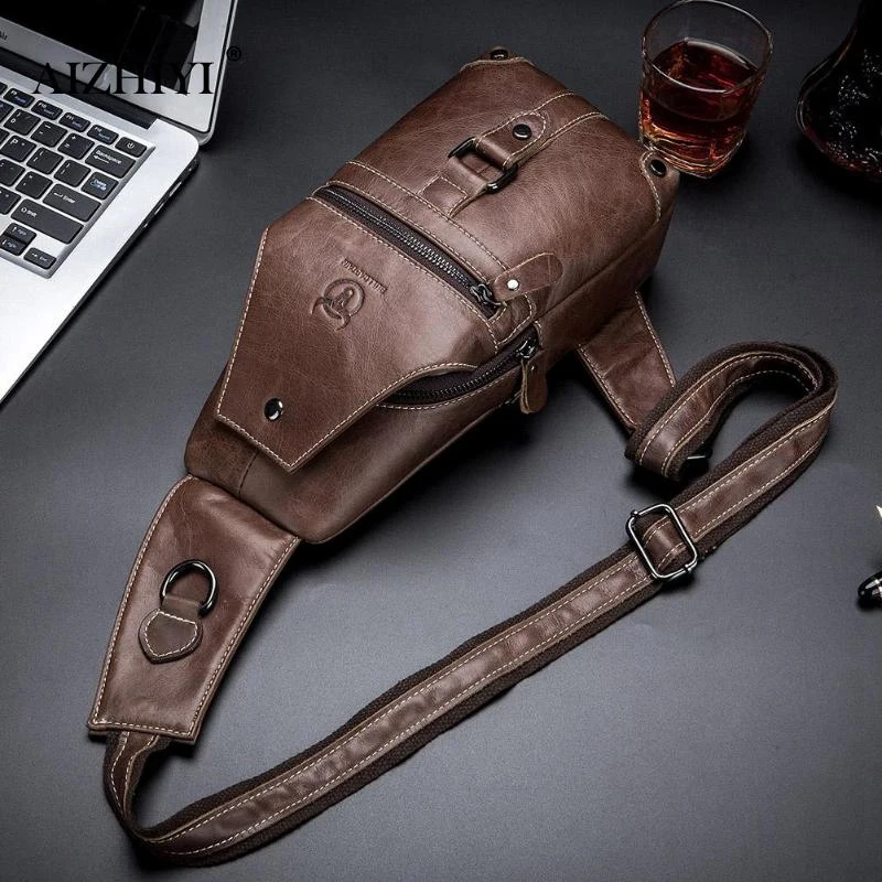 Bullcaptain Genuine Leather Men Messenger Bag Casual Crossbody Fashion Men'S Handbag Chest Male Shoulder | Багаж и сумки