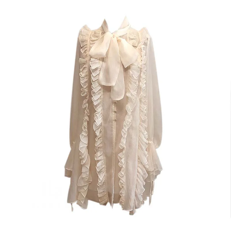 DEAT 2020 spring and summer fashion ruffles leaf flare sleeves bow collar sweet girl's dress V-neck sexy vacation WD57300L | Женская