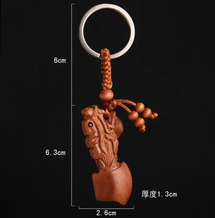 Китайский персиковый деревянный резной животный топор с головой дракона