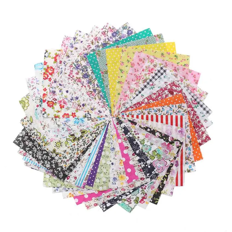 50 шт. Цветочная хлопковая ткань предварительно вырезанная для лоскутного шитья