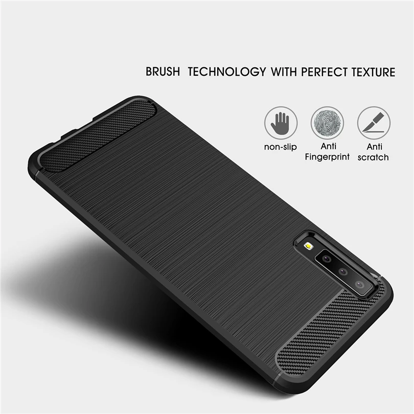 Чехол из углеродного волокна для Samsung A6 A7 A8 Plus A9 2018 A10 A30 A50 мягкий TPU Тонкий чехол