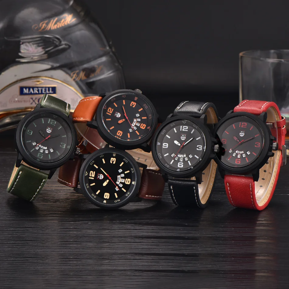

High Quality Brand Luxury XINEW Watches Men's Date Watch Military Quartz Clock Waterproof Wristwatch Week Display Reloj Hombre