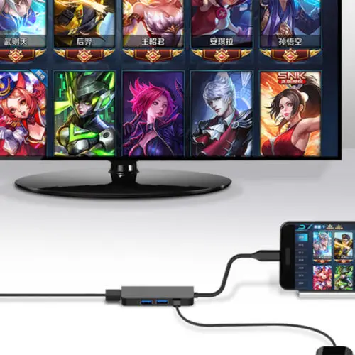 4в1 Тип C концентратор к HDMI 4K 2USB 3 0 и PD порт для зарядки USB многопортовый