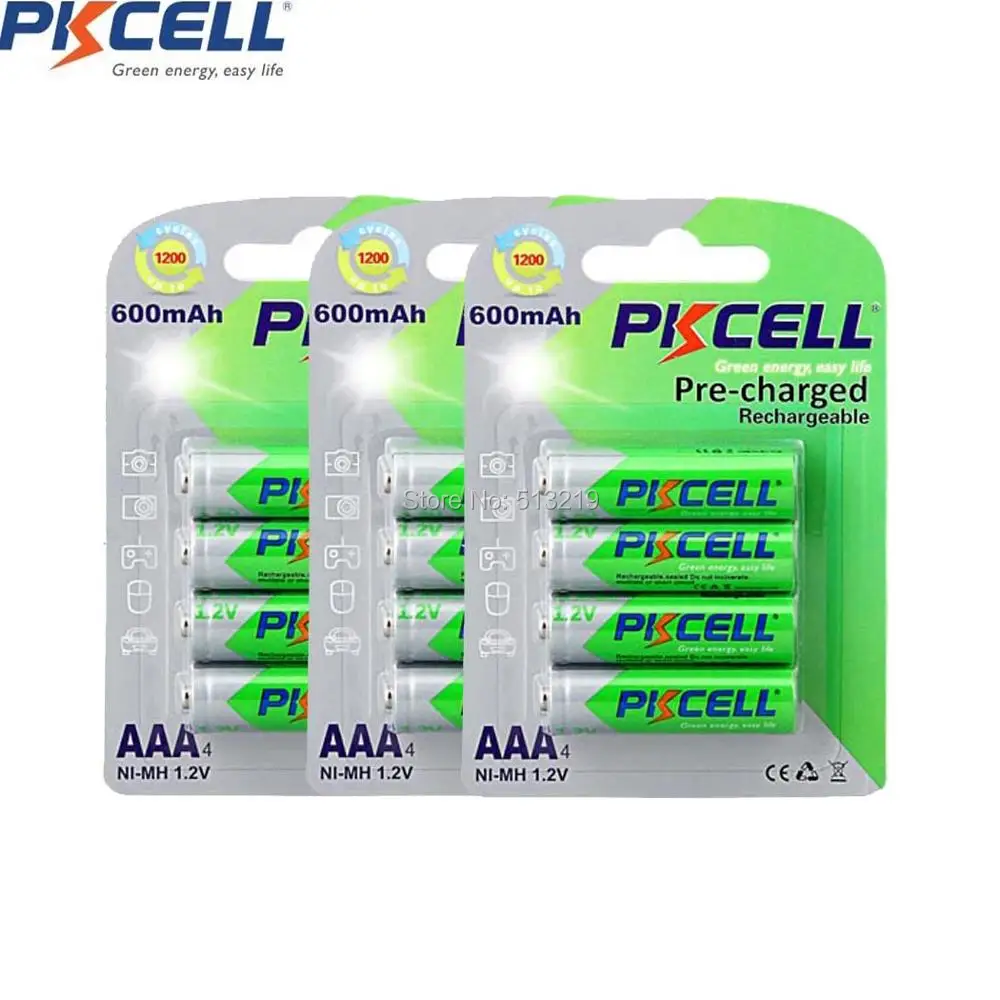 Аккумуляторная батарея PKCELL AAA 12 шт. 1 2 В 600 мА · ч никелево металлогидридные