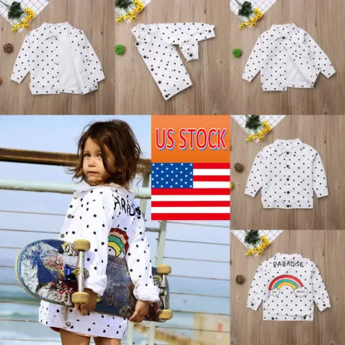 2018 Stylish Rainbow Fall Coat Girl Dot Jacket Toddler Children Baby Kids Long Sleeve Casual Fashion Outwear 2-7T | Детская одежда и