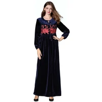robe embroidered long gown pendulum dress velvet autumn and winter new high quality longuette m l xl xxl flower dresses