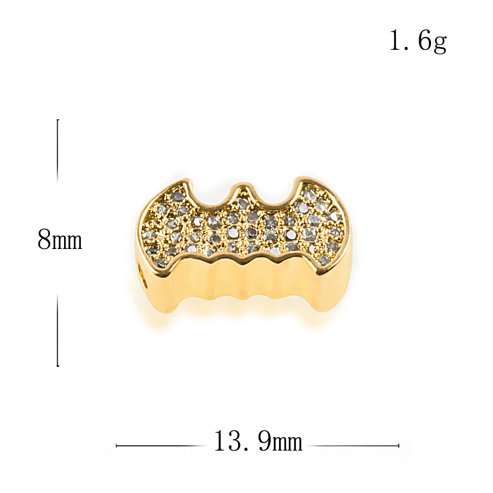 13*8mm Bat High Quality DIY Men's Bracelet Beads Jewelry Accessories Making Necklace Pendant Copper Cubic Zirconia Hole Finding |